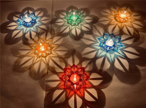 3D Colorful Reflection Diyas (Pack of 10)