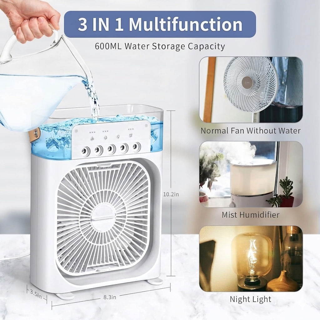 The Aura Home™ Arctic Air Mini Cooler | 3-in-1 Portable Cooling Fan
