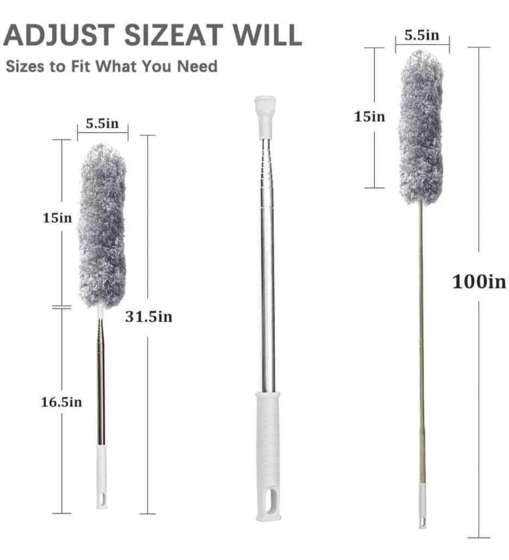 The Aura Home™ Extendable Microfiber Duster | 30–100 Inch Long Handle with Bendable Head