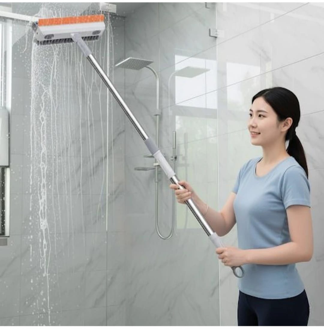 The Aura Home™ 2-in-1 Rotating Bathroom Cleaning Brush & Wiper