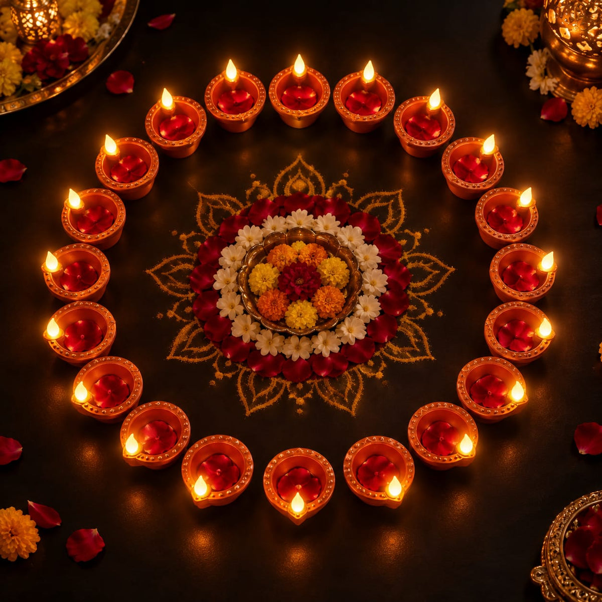 AuraGlow™ Water Sensor Floating Diyas – Pack of 24 | Instant Festive Glow