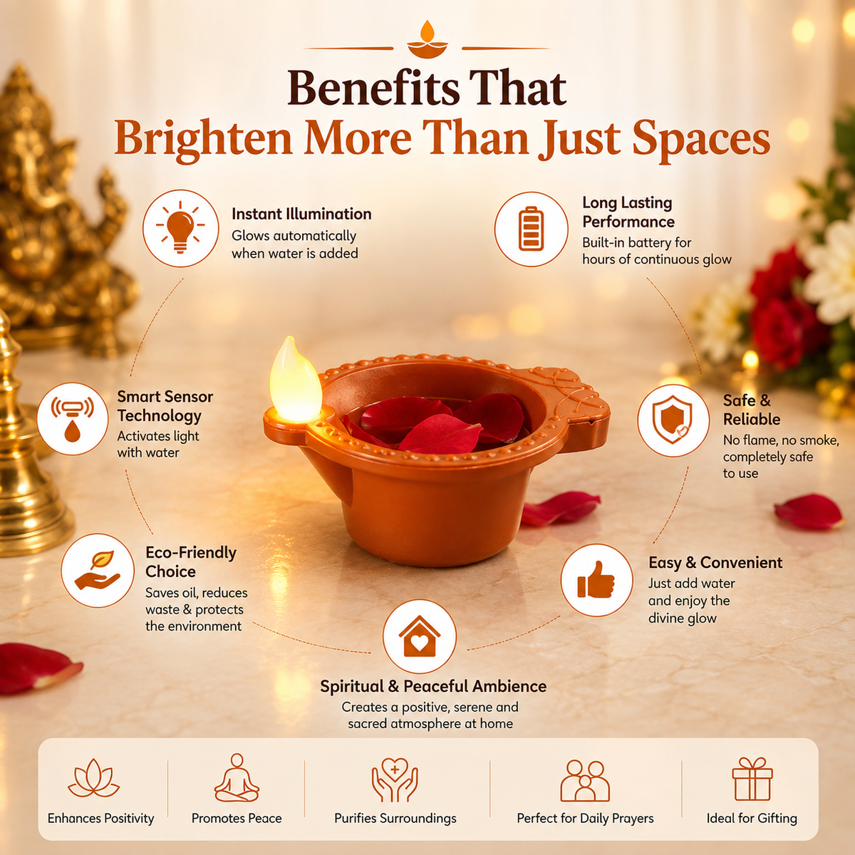 AuraGlow™ Water Sensor Floating Diyas – Pack of 24 | Instant Festive Glow